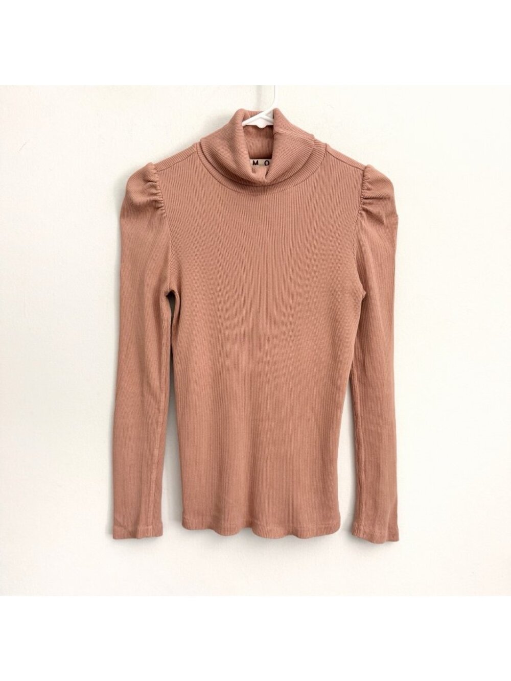 AMO Light Pink Puff Long Sleeve Ribbed Turtleneck Sweater Women’s Size Small